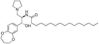 Hexadecanamide, N-[(1R,2R)-2-(3,4-dihydro-2H-1,5-benzodioxepin-7-yl)-2-hydroxy-1-(1-pyrrolidinylmethyl)ethyl]- Structure,245329-79-7Structure