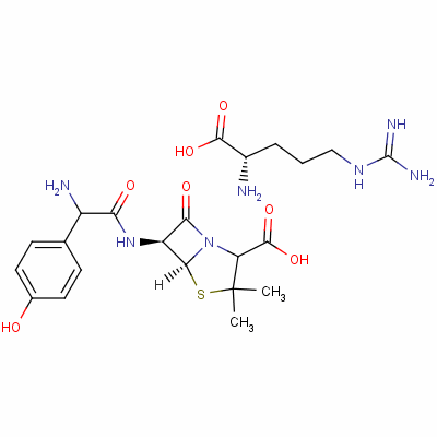 L-arginine [2s-[2alpha,5alpha,6beta(s*)]]-6-[amino(4-hydroxyphenyl)acetamido]-3,3-dimethyl-7-oxo-4-thia-1-azabicyclo[3.2.0]heptane-2-carboxylate Structure,59261-05-1Structure