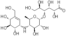 4-O-[4-[[(1s)-4β,5α,6β-trihydroxy-3-(hydroxymethyl)-2-cyclohexen-1β-yl]amino]-4,6-dideoxy-α-d-glucopyranosyl]-d-glucose Structure,68128-53-0Structure