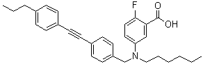 2-Fluoro-5-[(hexyl)[4-[(4-propylphenyl)ethynyl]benzyl]amino]benzoic acid Structure,866932-55-0Structure