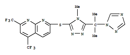 1,8-Naphthyridine,7-[[4-methyl-5-[1-methyl-1-(1h-1,2,4-triazol-1-yl)ethyl]-4h-1,2,4-triazol-3-yl]thio]-2,4-bis(trifluoromethyl)-(9ci) Structure,339009-60-8Structure