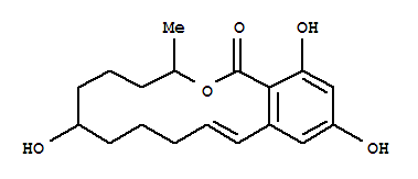 3,4,5,6,7,8,9,10-Octahydro-7,14,16-trihydroxy-3-methyl-1h-2-benzoxacyclotetradecin-1-one Structure,5916-52-9Structure