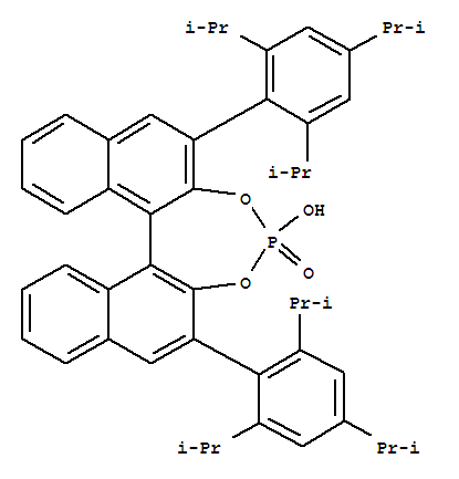 (S)-trip,  (11bs)-4-hydroxy-2,6-bis[2,4,6-tris(1-methylethyl)phenyl]dinaphtho[2,1-d:1μ,2μ-f]-1,3,2-dioxaphosphepin  4-oxide,  (s)-3,3μ-bis(2,4,6-triisopropylphenyl)-1,1μ-bi-2-naphthol  cyclic  mon Structure,874948-63-7Structure