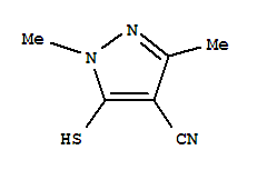 1H-pyrazole-4-carbonitrile, 5-mercapto-1,3-dimethyl- Structure,87573-92-0Structure