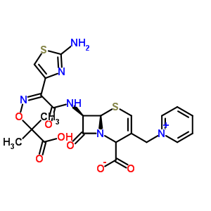 7-{[(2Z)-2-(2-氨基-1,3-噻唑-4-基)-2-{[(2-羧基-2-丙基)氧基]亞氨基}乙酰基]氨基}-8-氧代-3-(1-吡啶鎓基甲基)-5-硫雜-1-氮雜雙環(huán)[4.2.0]辛-3-烯-2-羧酸酯結(jié)構(gòu)式_217796-42-4結(jié)構(gòu)式