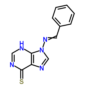 6H-purine-6-thione,1,9-dihydro-9-[(phenylmethylene)amino]- Structure,37154-82-8Structure