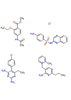 1-[(4-Amino-2-propyl-5-pyrimidinyl)methyl]-2-methyl-pyridinium chloride, mixt. with 4-amino-n-2-quinoxalinylbenzenesulfonamide,5-(4-chlorophenyl)-6-ethyl-2,4-pyrimidinediamine and methyl 4-(acetylam Structure,59988-99-7Structure