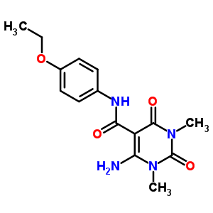 5-Pyrimidinecarboxamide,6-amino-n-(4-ethoxyphenyl)-1,2,3,4-tetrahydro-1,3-dimethyl-2,4-dioxo- Structure,64467-24-9Structure